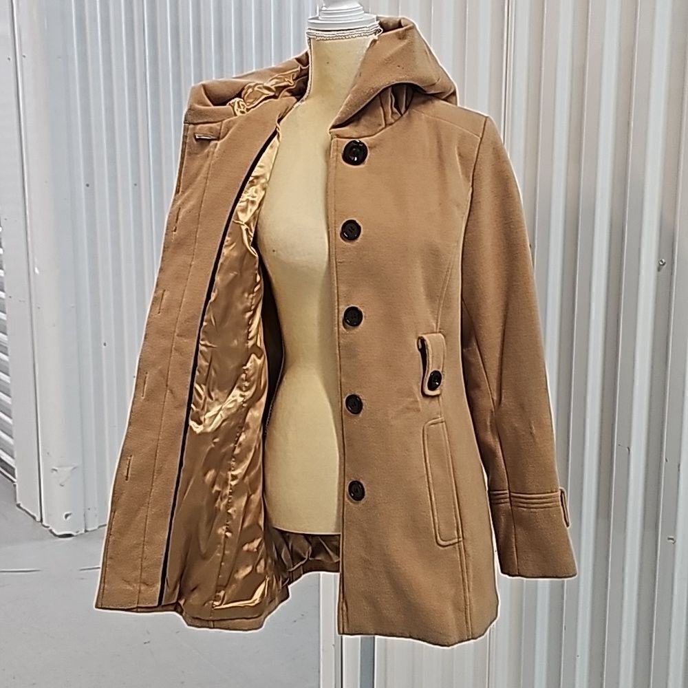 George Camel Tan Hooded Jacket, Size Medium - Picture 13 of 16